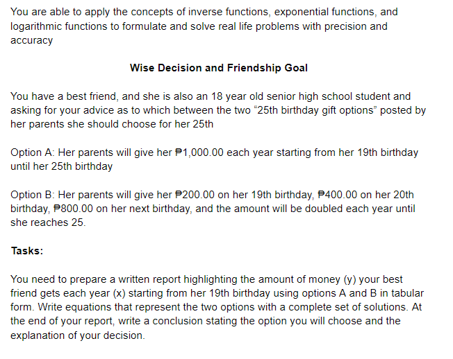 You are able to apply the concepts of inverse