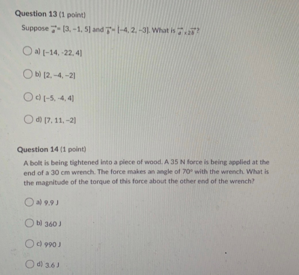 Question 13 (1 point) Suppose a'= [3, -1, 5]