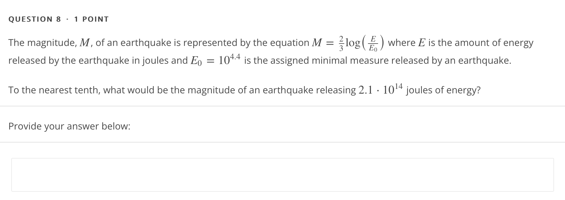 QUESTION1 - 1 POINT The population ofa hornet