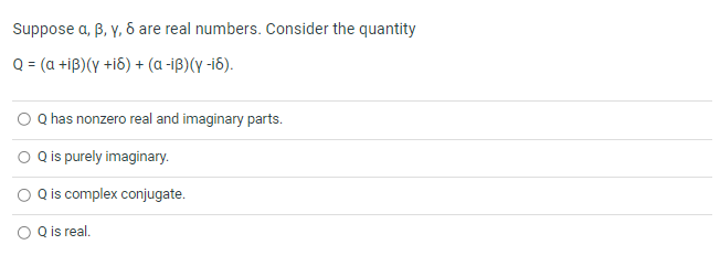 Suppose o, B, y, .5 are real numbers. Consider