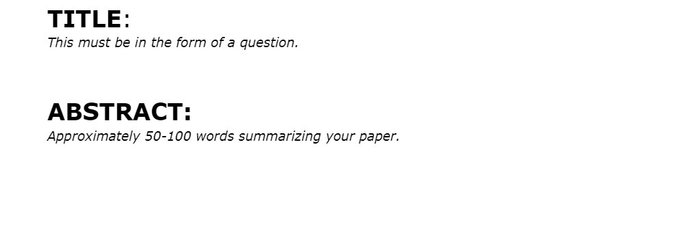 TITLE: This must be in the form of a question.
