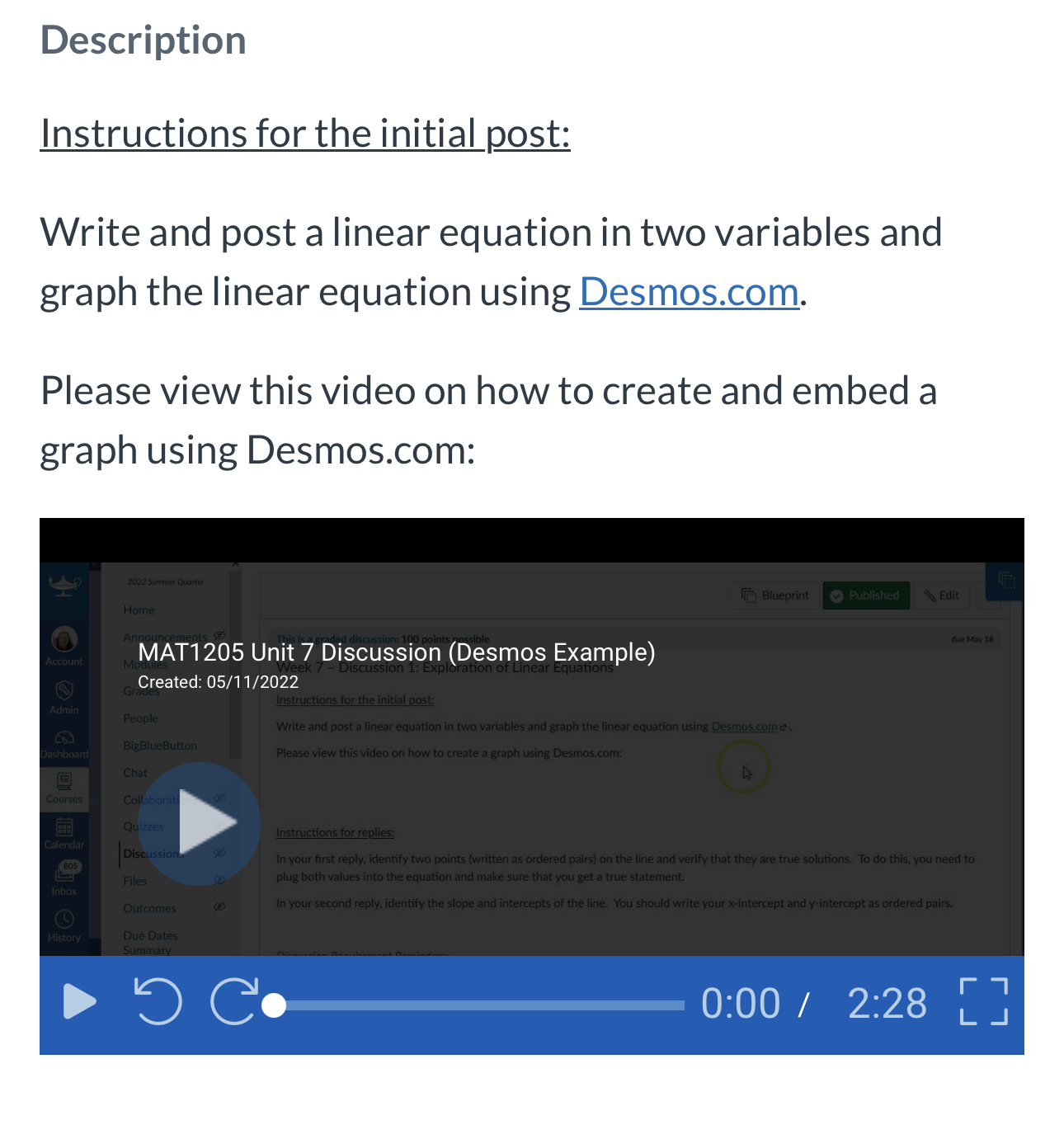 Description Instructions for the initial post: