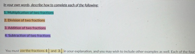 In your own words, describe how to complete each