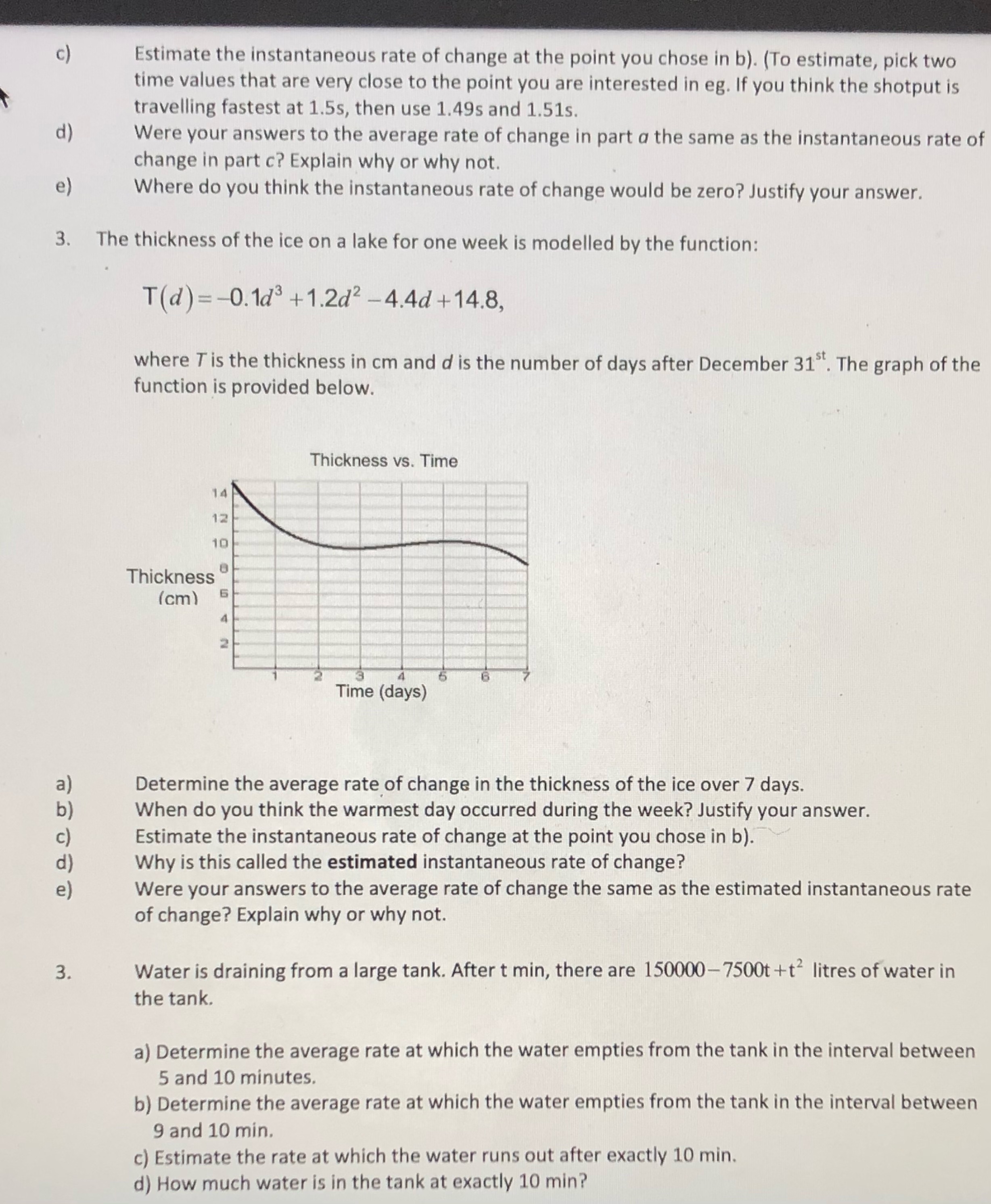 1. The following table represents the growth of a