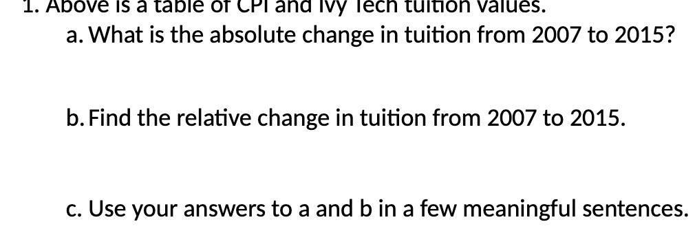 1. Above is a table of CPI and Ivy lech tuition