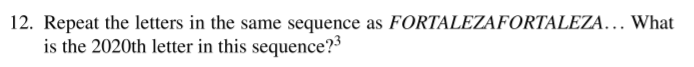 12' Repeat the letters in the same sequence as