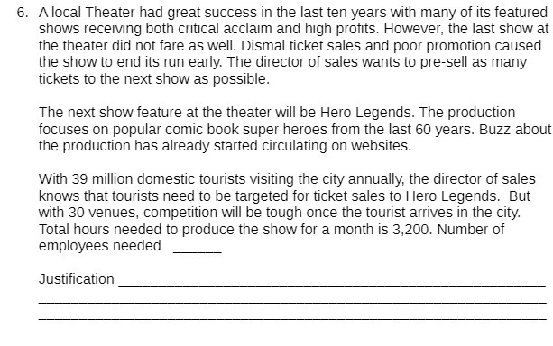 6. A local Theater had great success in the last