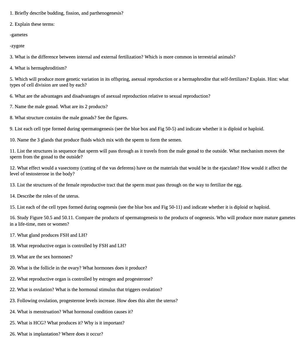 1. Briey describe budding, fission, and