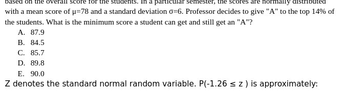 based on the overall score for the students. In a