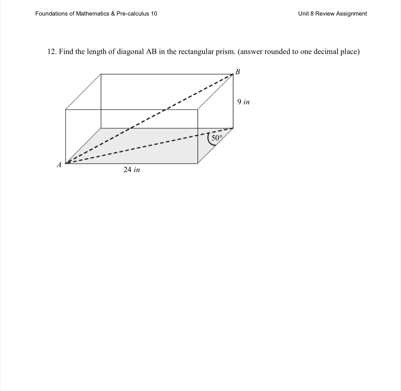 Foundations of Mathematics & Pre-calculus 10 Unit