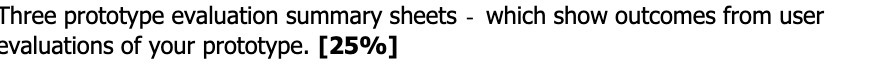 Three prototype evaluation summary sheets - which