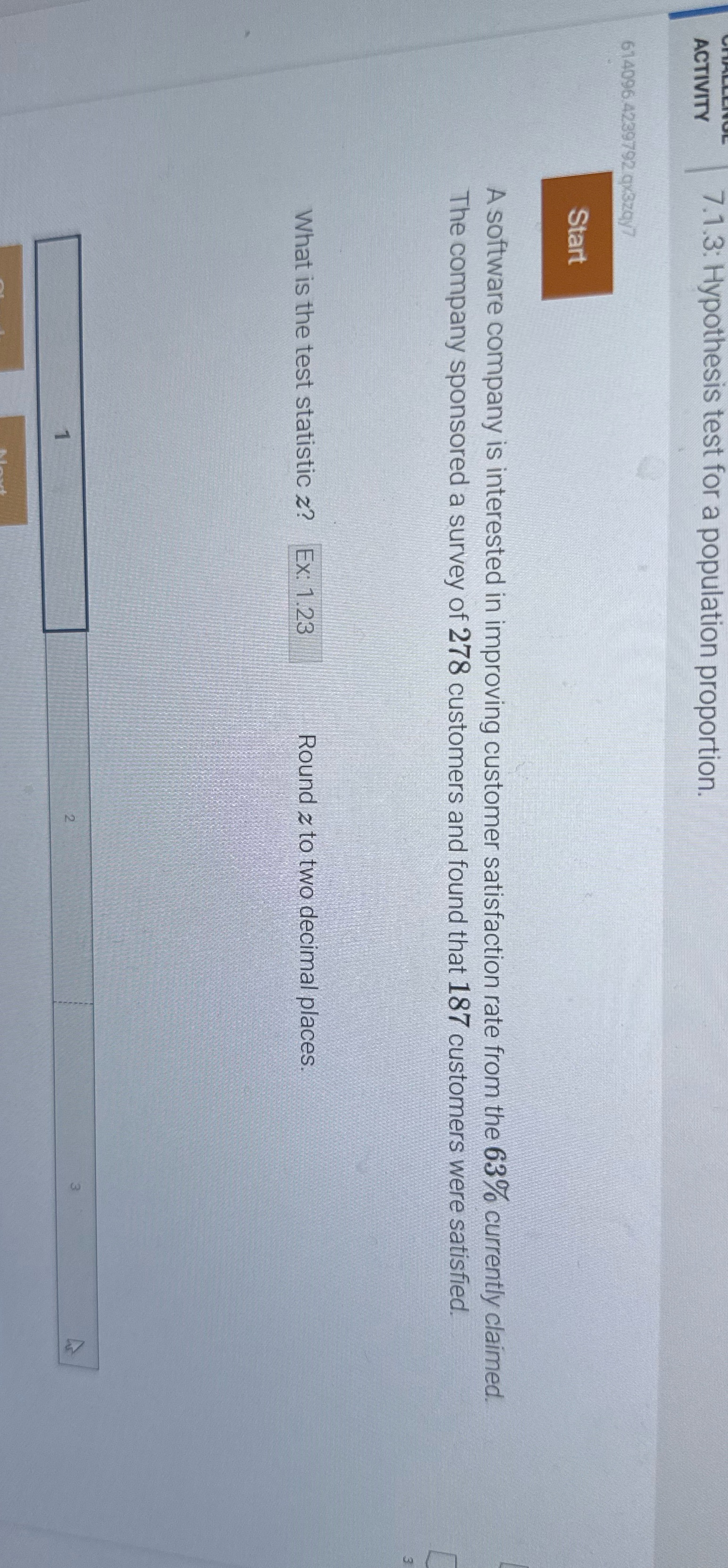 ACTIVITY 7.1.3: Hypothesis test for a population