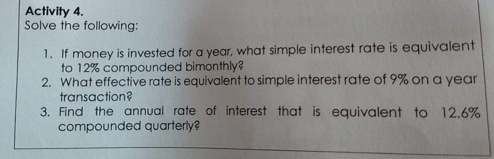 Asapppppppp thanyou Activity 4. Solve the