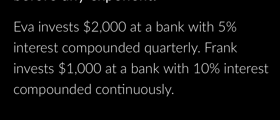 A rule to represent Frank's investment? Eva