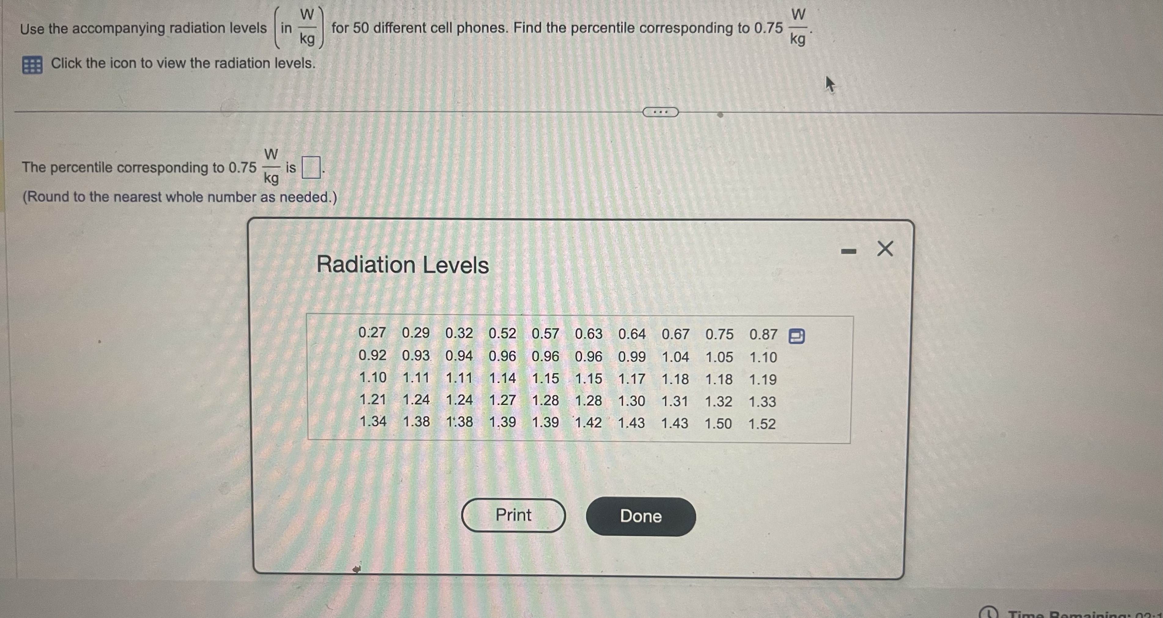 W W Use the accompanying radiation levels | in kg