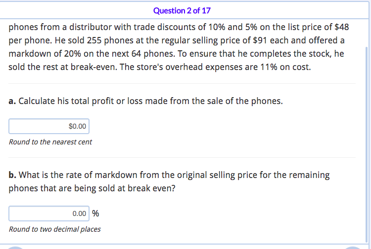 Question 2 of 17 phones from a distributor with