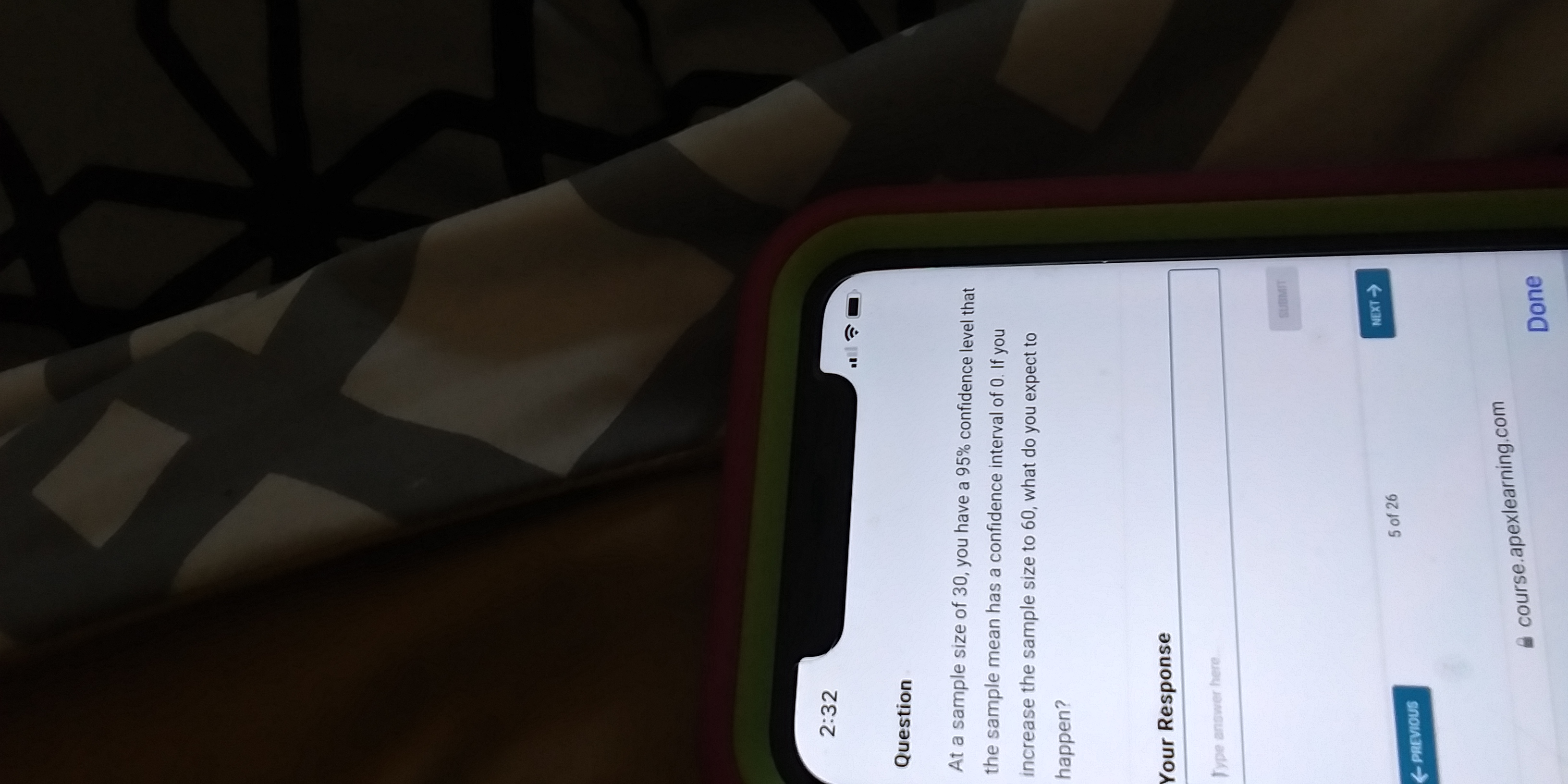 2:32 Question At a sample size of 30, you have a