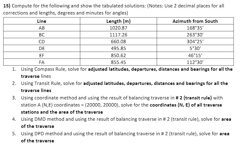 15] Compute for the following and show the