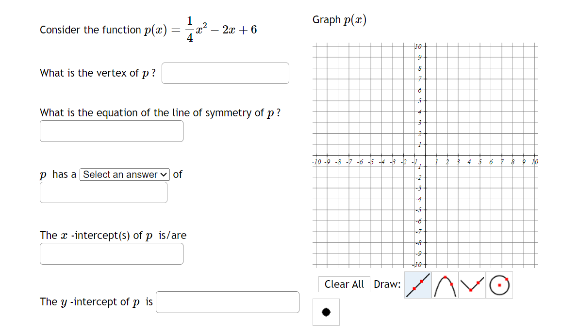 Graph p(a) Consider the function p(a) = ac - 2x +