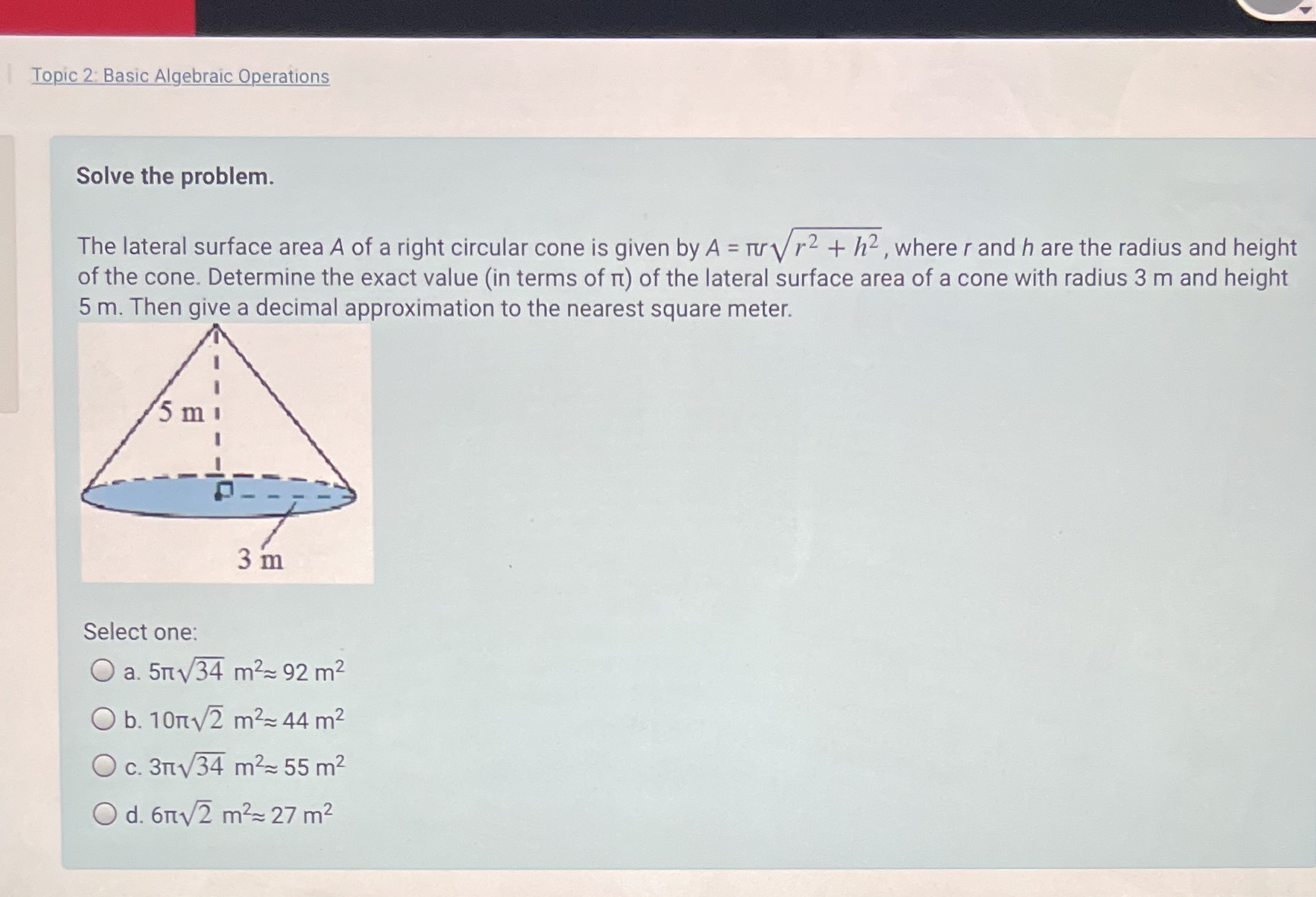 Can't solve this Topic 2 Basic Algebraic