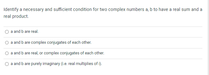 Identify a necessary.r and sufcient condition for
