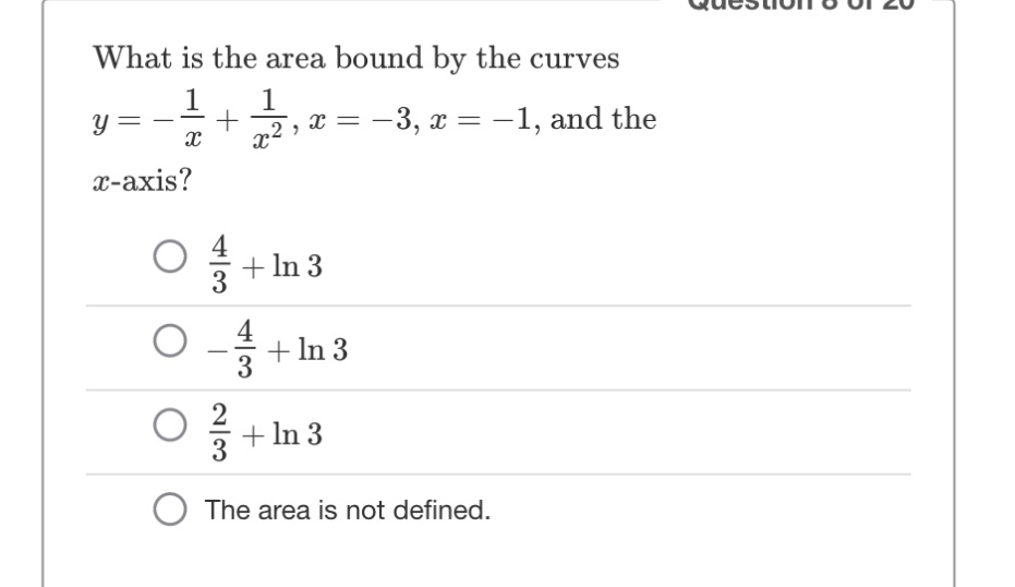 What is the area bound by the curves 1 y = 2, * =