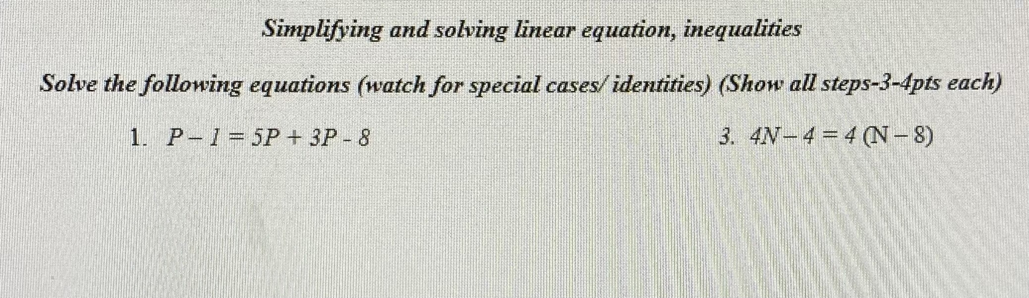 Simplifying and solving linear equation,