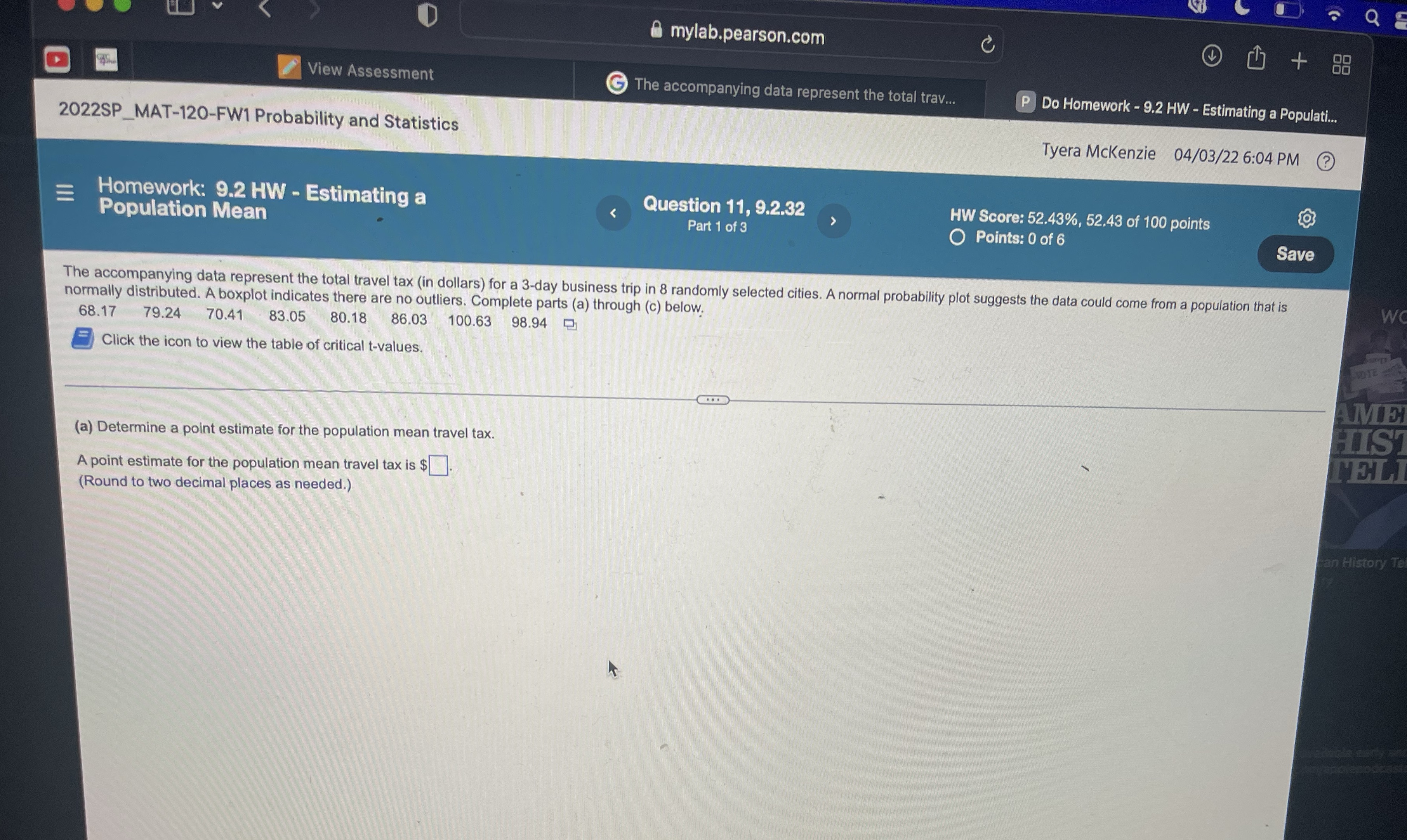 Q mylab.pearson.com C + 189 View Assessment G The
