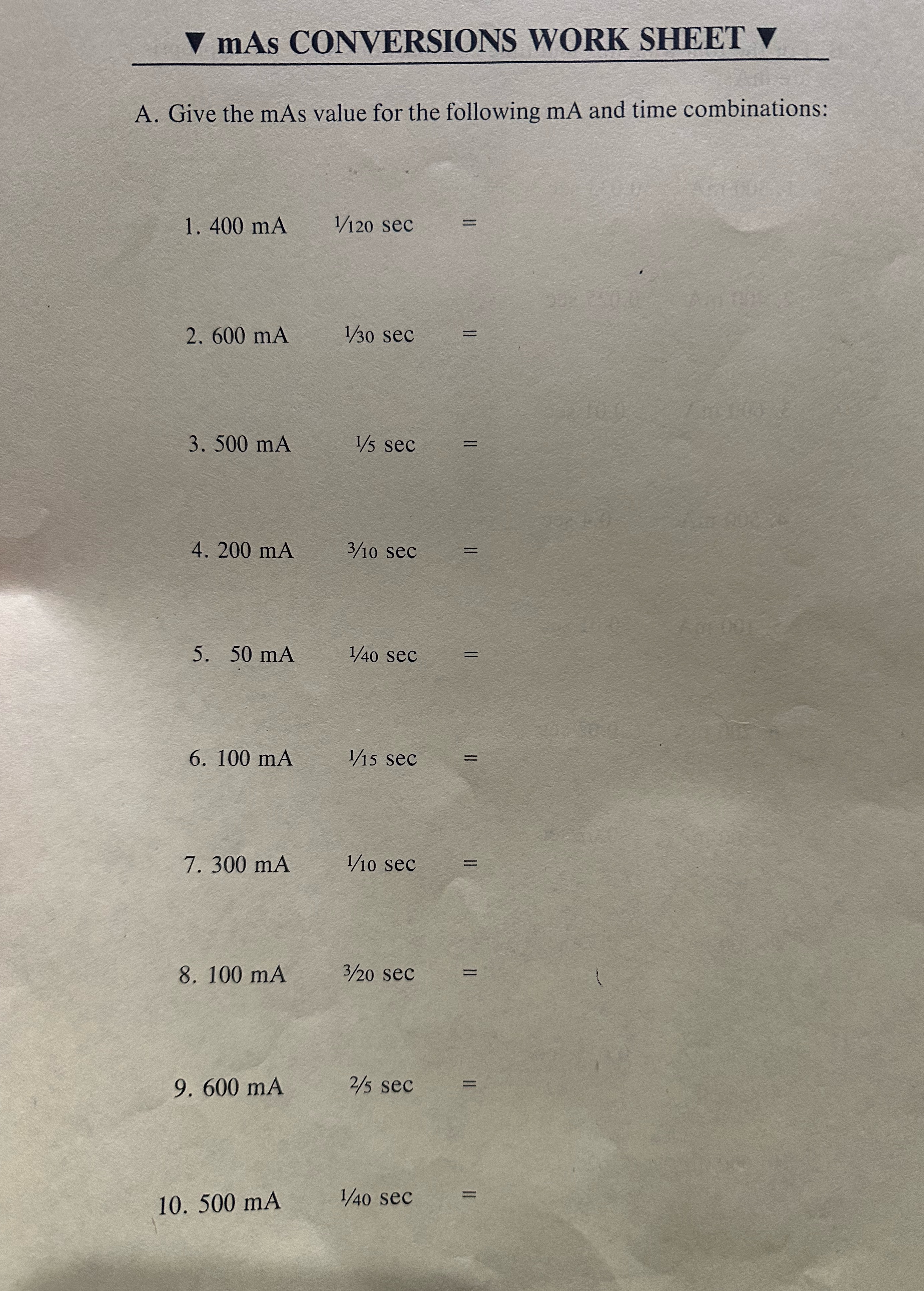 Please explain in a easy way mAs CONVERSIONS WORK