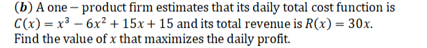 mathematics (b ) A one - product firm estimates