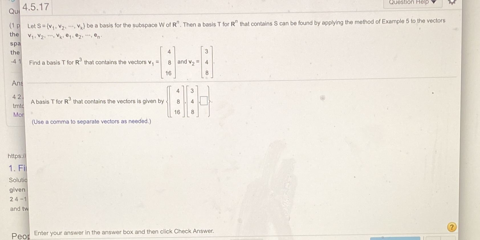 Question Help Qui 4.5.17 (1 p Let S= (V,, V2,