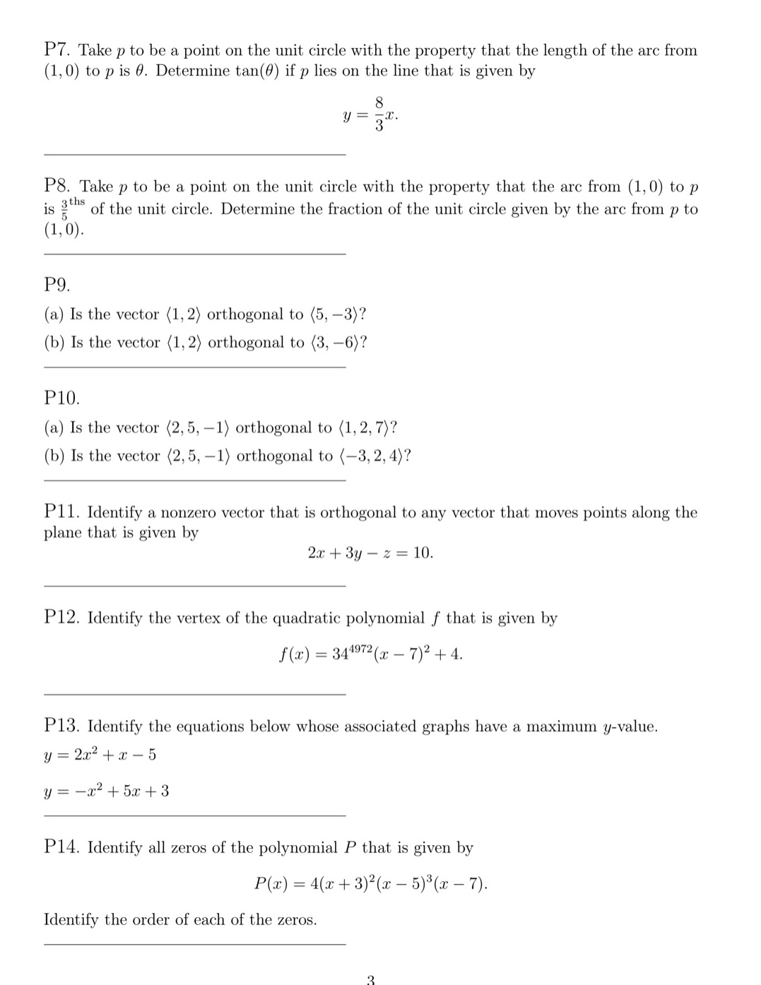 Help please P7. Take p to be a point on the unit