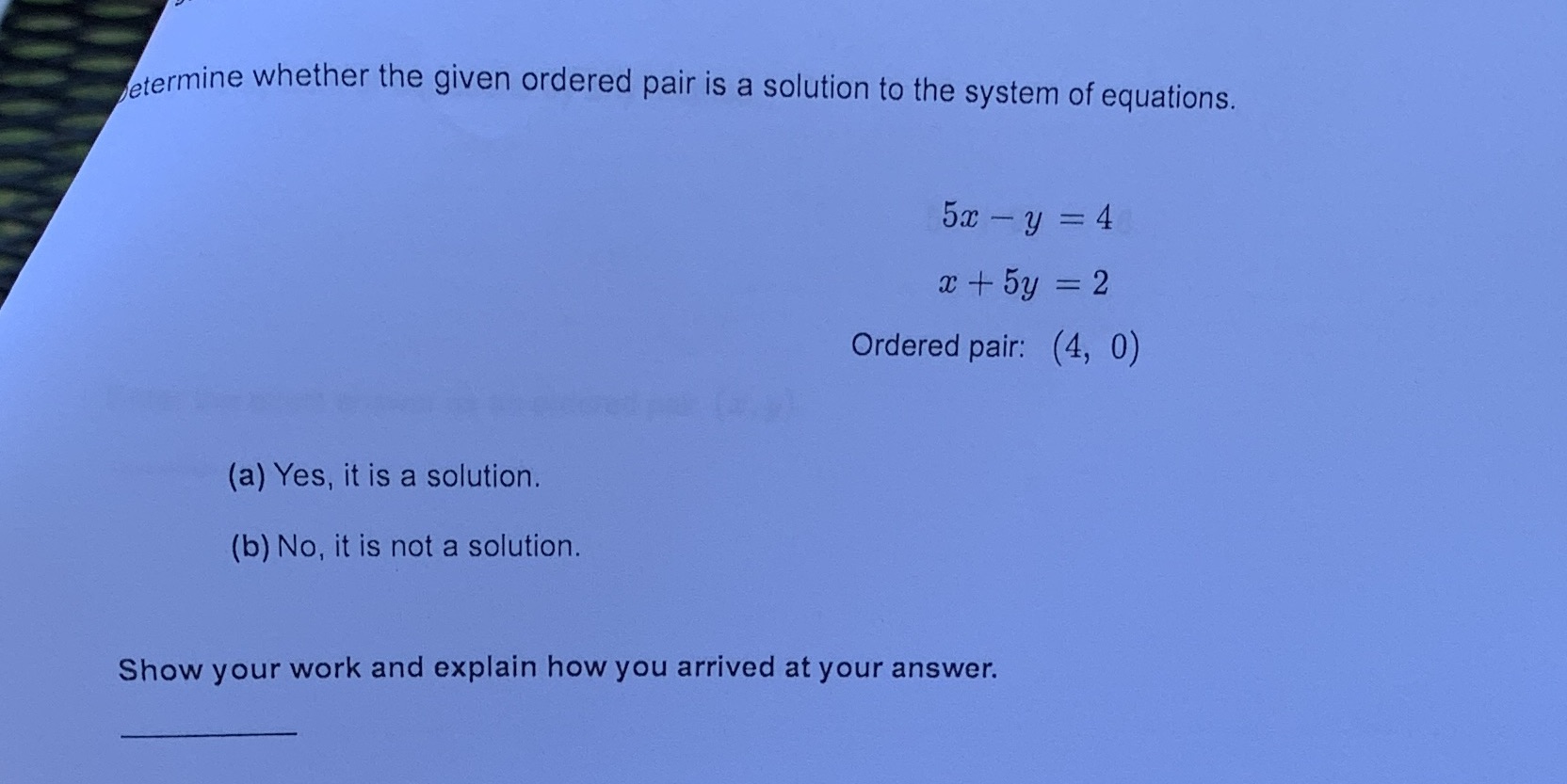 etermine whether the given ordered pair is a