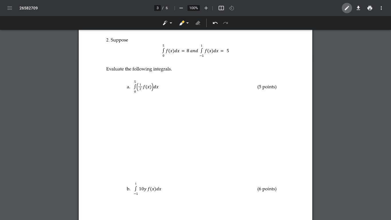 26582709 1. Calculate the area under the curve