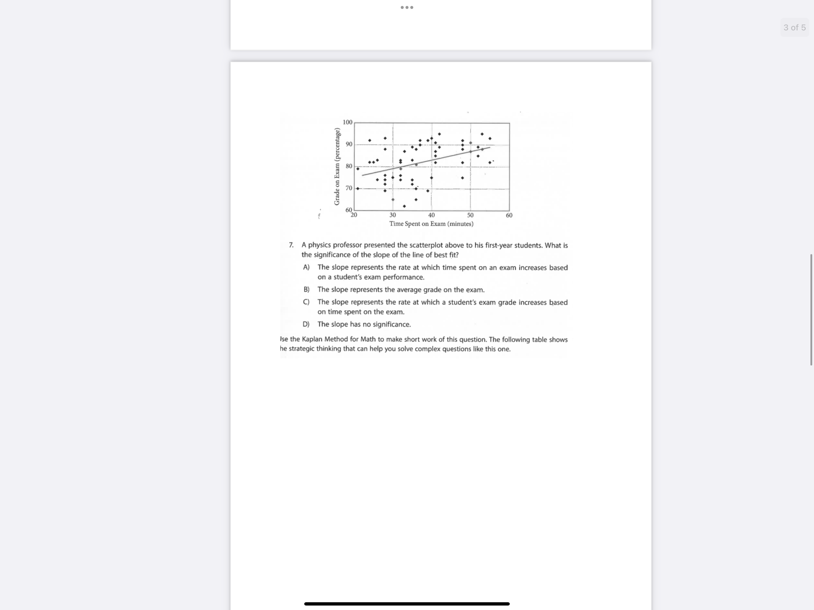 2 of 5 5. Line A passes through the coordinate