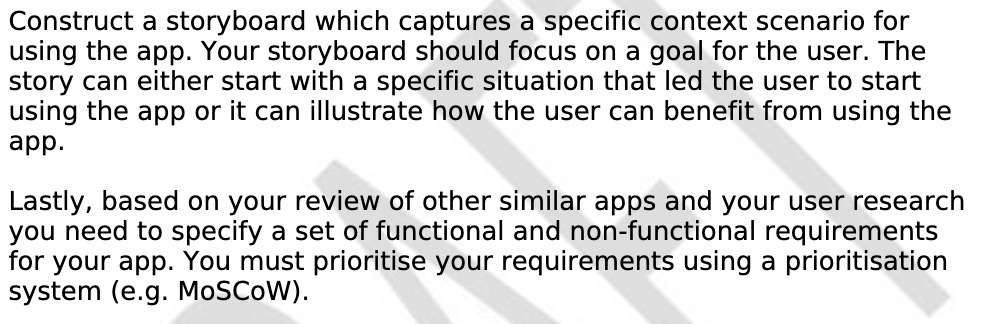 Construct a storyboard which captures a specific