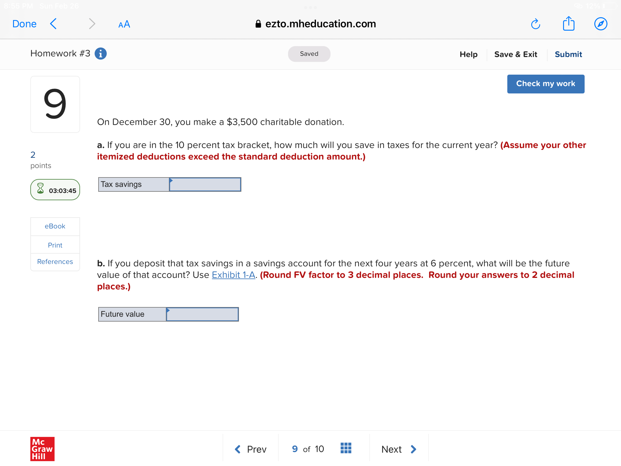 Done AA a ezto.mheducation.com C Homework #3 i