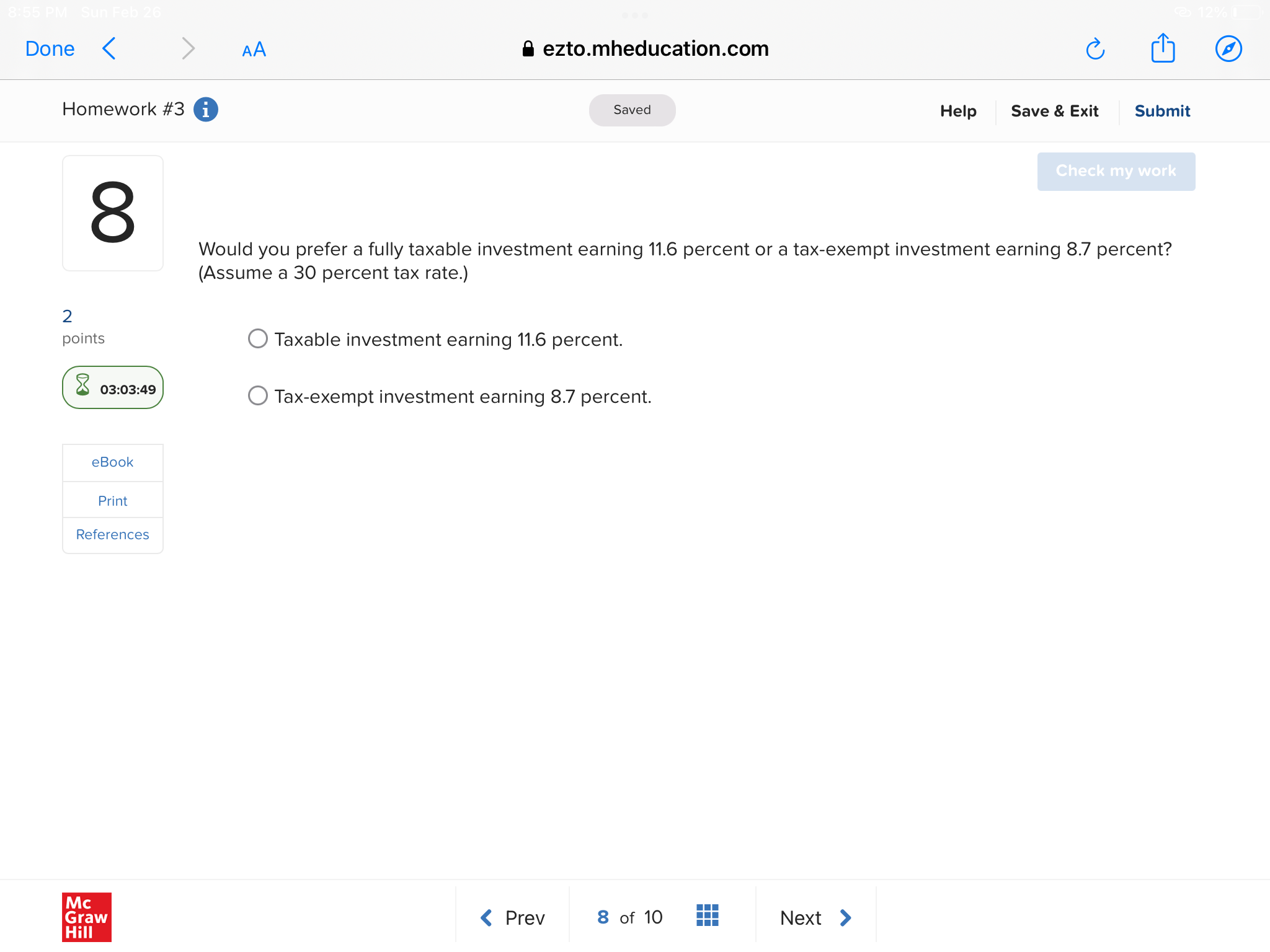 Done AA a ezto.mheducation.com C Homework #3 i