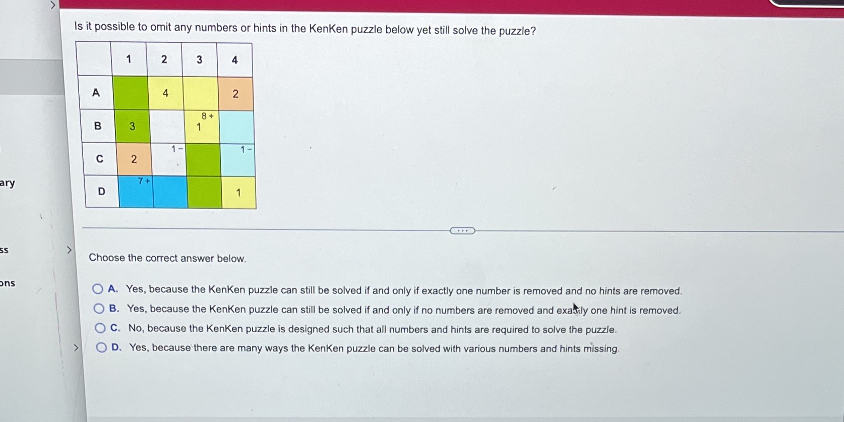 Is it possible to omit any numbers or hints in