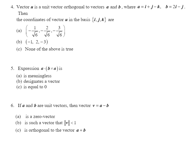 4. Vector u is a unit vector orthogonal to