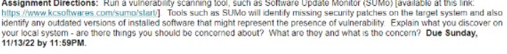 Assignment Directions: Run a vulnerability