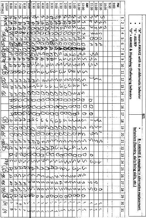 "A" means AWAKE with no problematic behavior R =