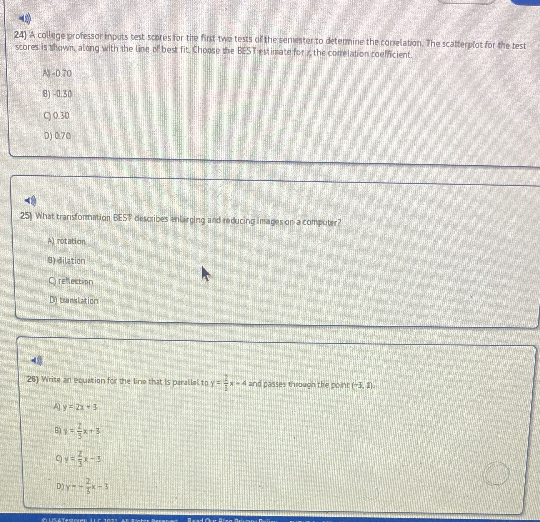 24] A college professor inputs test scores for