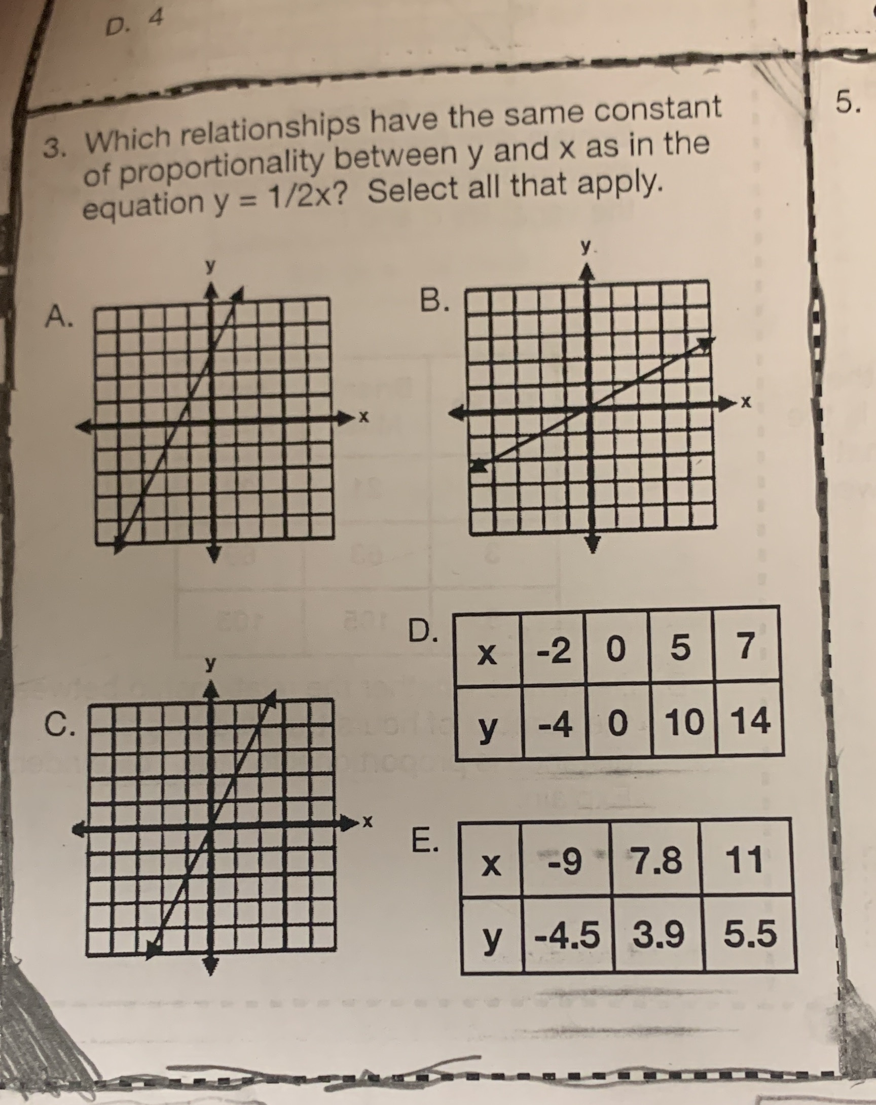 4 3. Which relationships have the same constant