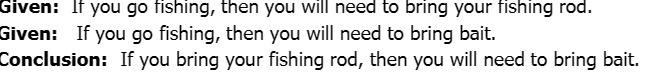 Given: If you go fishing, then you will need to