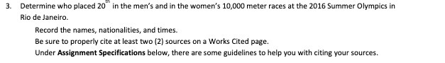 3. Determine who placed 20 in the men's and
