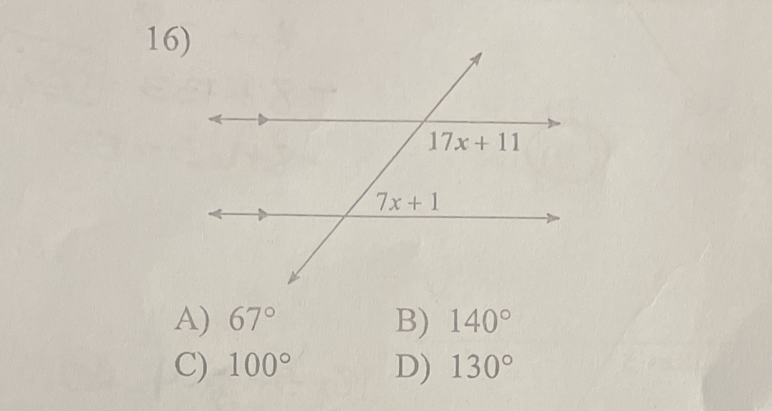 Please help 16) 17x+ 11 7x + 1 A) 670 B) 140 C)
