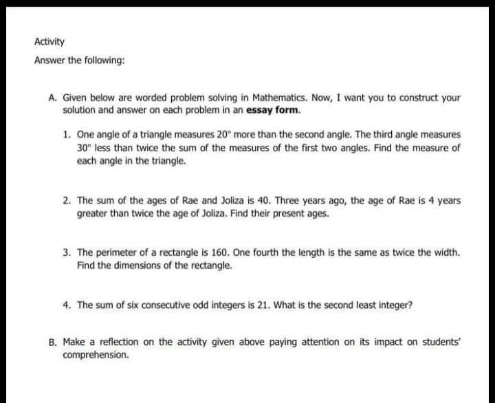 Please help me answer the following. Activity