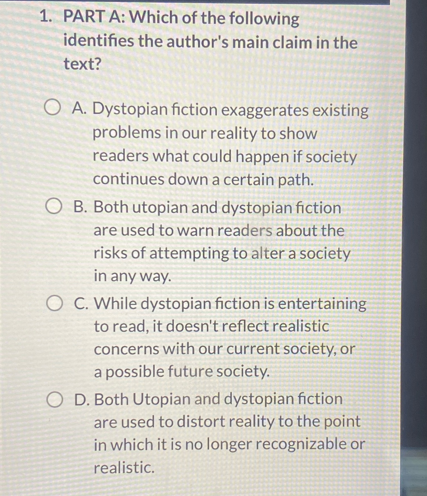 The answer 1. PART A: Which of the following