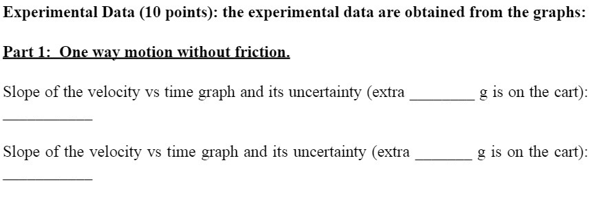 Experimental Data (10 points): the experimental